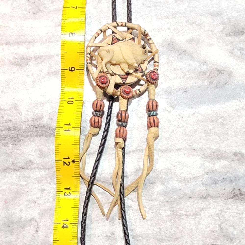 Buffalo Bolo Tie with Beaded Accents